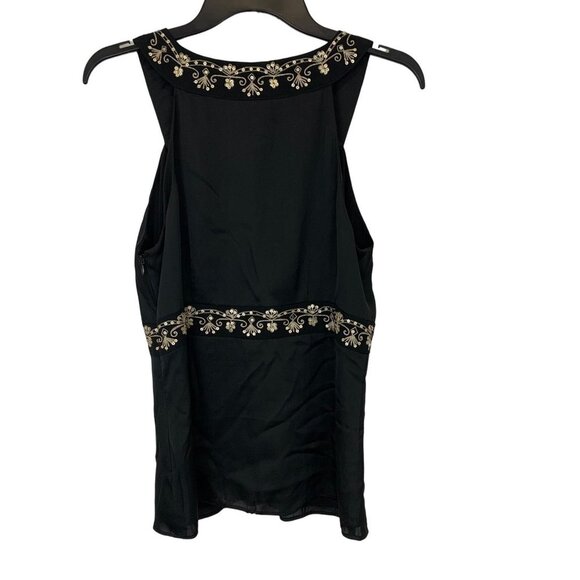 Ann Taylor Loft Floral Tank Top Black Gold - Picture 2 of 6